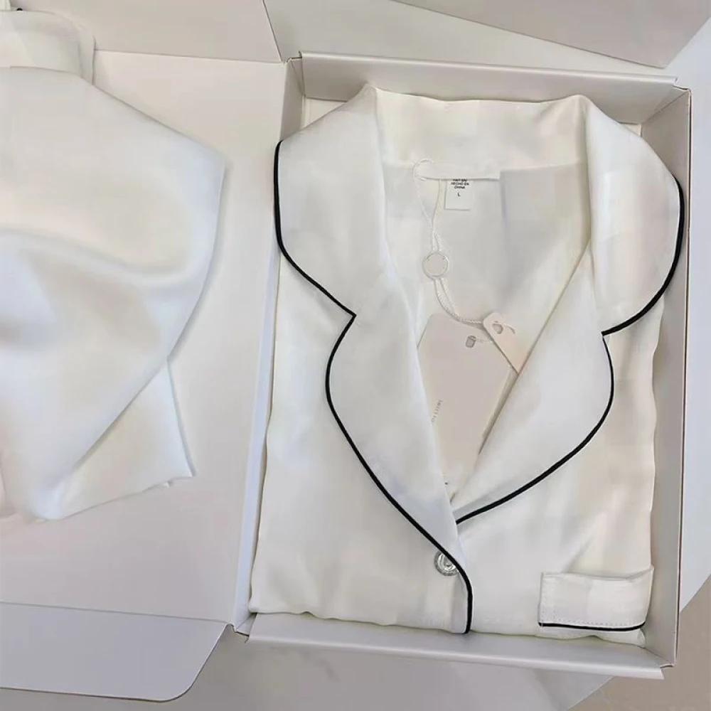 Жаккардовая женская пижама из шелка Ice Silk, комплект из двух предметов, брюки с длинным рукавом, классическая элегантная женская домашняя одежда