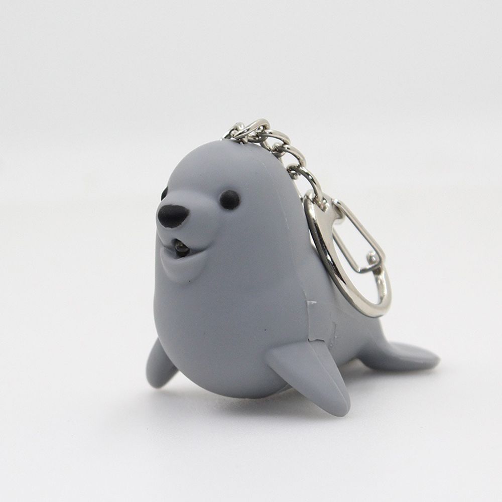 Cute Sea Lion Shape Vocal Key Ring Luminous Key Chain LED Light