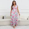 Летнее женское платье с бретелькой на шее, платья больших размеров с эластичной резинкой на талии, длинные платья с принтом на шее