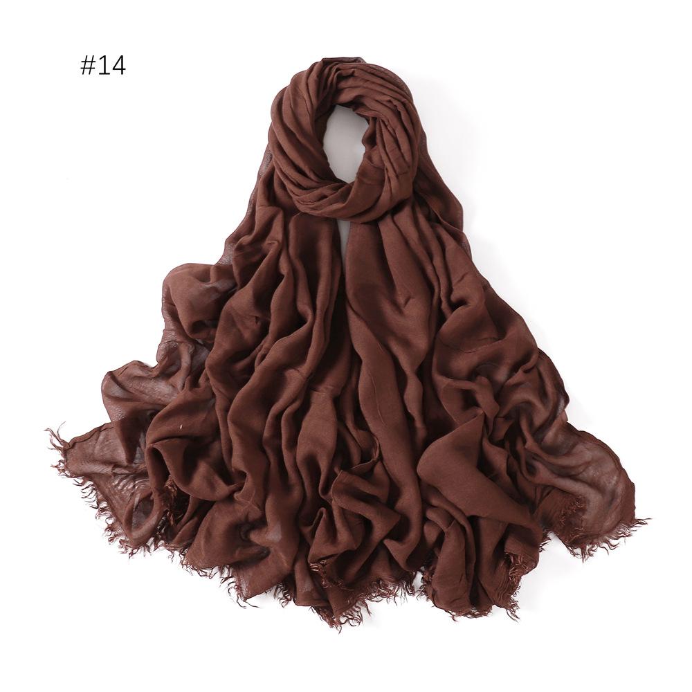 Fashion Muslim Cotton Rayon Modal Hijab For Women Headscarf Long Shawls Islam Hijab Turbans Head Wrap Solid Fringe Scarves