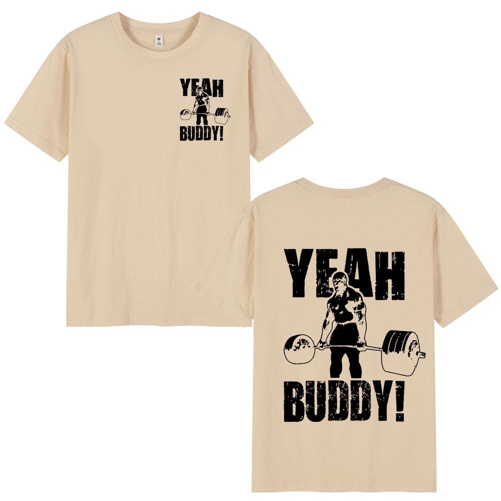 Ронни Колеман Мужская футболка Yeah Buddy Тренажерный зал Легкая детская футболка Мужская одежда Круглый вырез Хлопок Футболки с коротким рукавом Уличная одежда