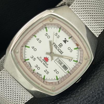 АВТОМАТИЧЕСКИЕ ВИНТАЖНЫЕ ЯПОНСКИЕ МУЖСКИЕ ЧАСЫ RICOH R31 БЕЛОГО ЦВЕТА a704782-1