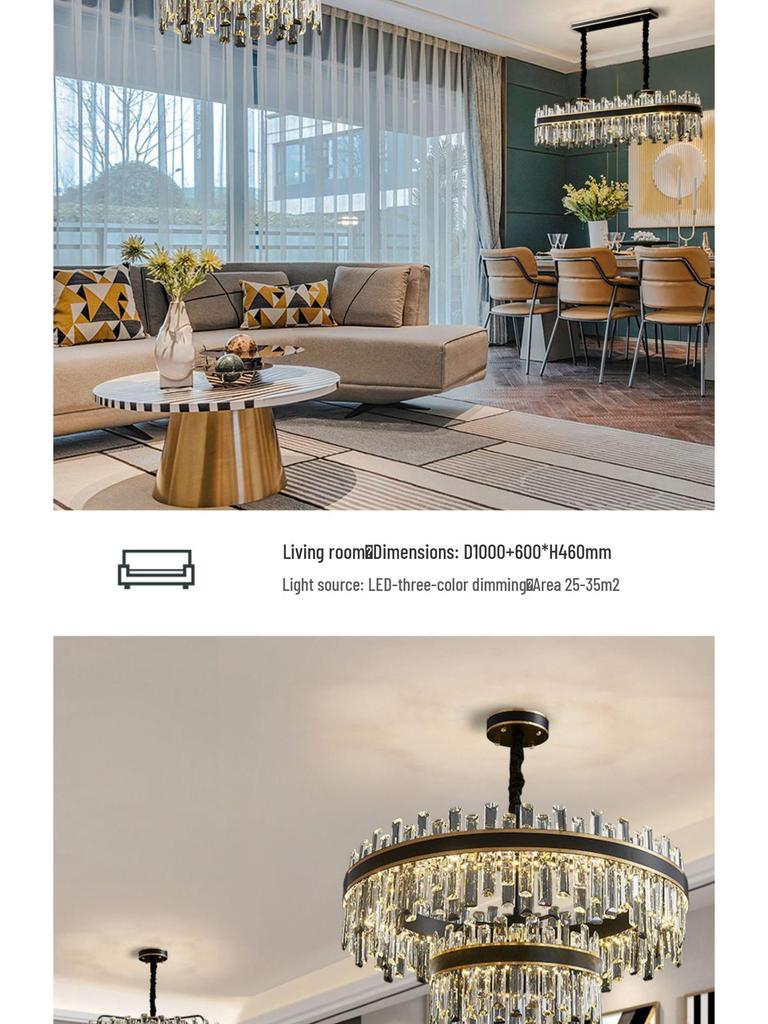 Элитная хрустальная люстра для современных пространств - Черная, Роскошное освещение для гостиной, спальни, бара, ресторана или виллы