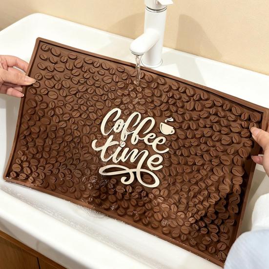 Коврик для кофейного бара, 18x12 дюймов, резиновый коврик для кофеварки, коврик для эспрессо-машины, коврик с надписью «Время кофе», коврик для бариста.