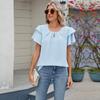 Женская весна и лето, новый круглый вырез, свободный рукав, шифоновая рубашка, топы женские