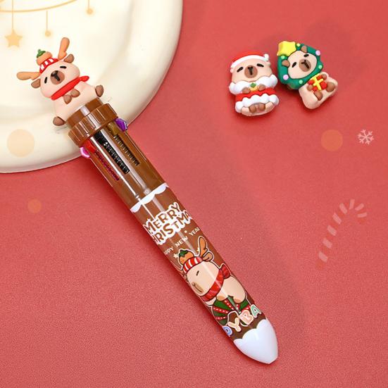 Рождественская капибара шариковая ручка 10 цветов выдвижная мультяшная ручка плавное письмо праздничная