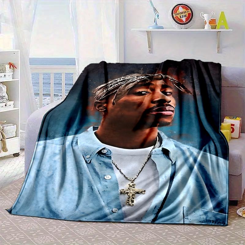 Rap Legend In Blue Blanket Flannel Blanket for bed, sofa, Camping, Hiking, Picnic Essentials, gift for family Fan gifts
