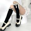 Sweet JK Girl Polka Dot Ribbon Bow Lace Tube Socks Cute Lolita Stack Socks Calf Socks