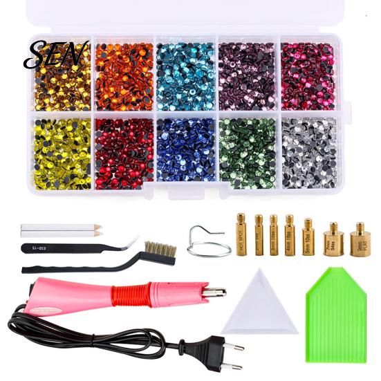 Flatback Rhinestone Setter Wand Hotfix Applicator Kit with 7 Tips, Hot Fix Tool Tips Tool, for DIY Clothing Fabric Craft Projects Shoes Bags