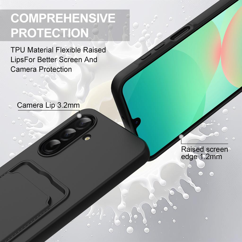 For Samsung Galaxy S25 FE Liquid Silicone Case Phone Back Cover with Card Holder and Short Strap