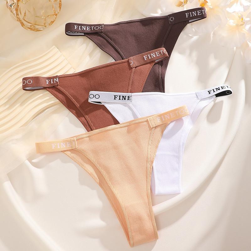FINETOO Cotton Thong For Women Sexy Briefs Modeling Strap Design Panties