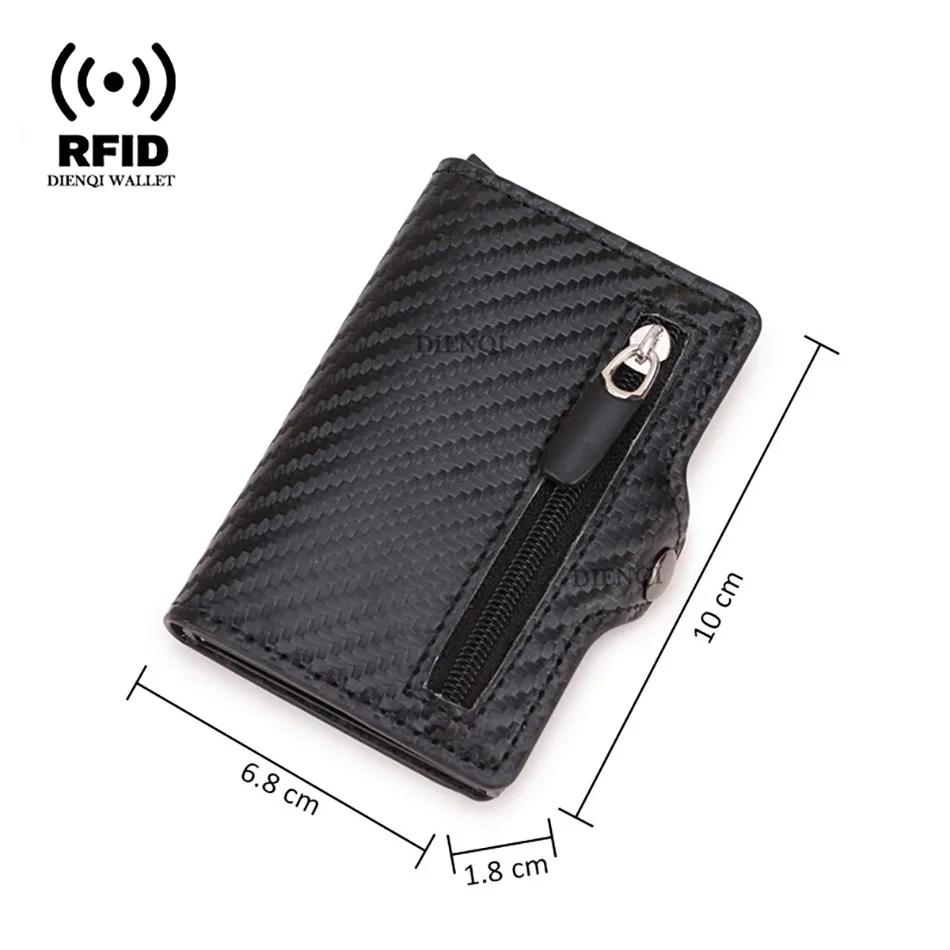Carbon Fiber Wallet For Men Credit Card Holder RFID Blocking Thin Mini Aluminium Metal Wallets Coin Pocket Money Bag Vallet