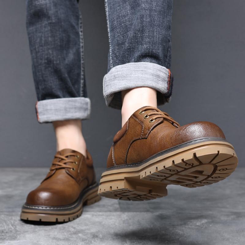 Модные мужские кожаные туфли с круглым носком. Высококачественные повседневные и универсальные туфли для вечеринок, отдыха на природе, деловые туфли на толстой подошве.