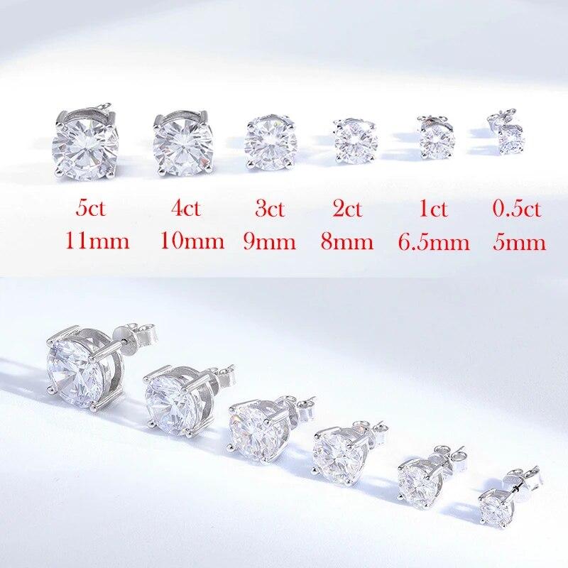Цвет D 0,5-8CT, 3 цвета, серьги-гвоздики с муассанитом для женщин и мужчин, вечерние украшения для ушей, серьги из стерлингового серебра 925 пробы со сверкающими бриллиантами