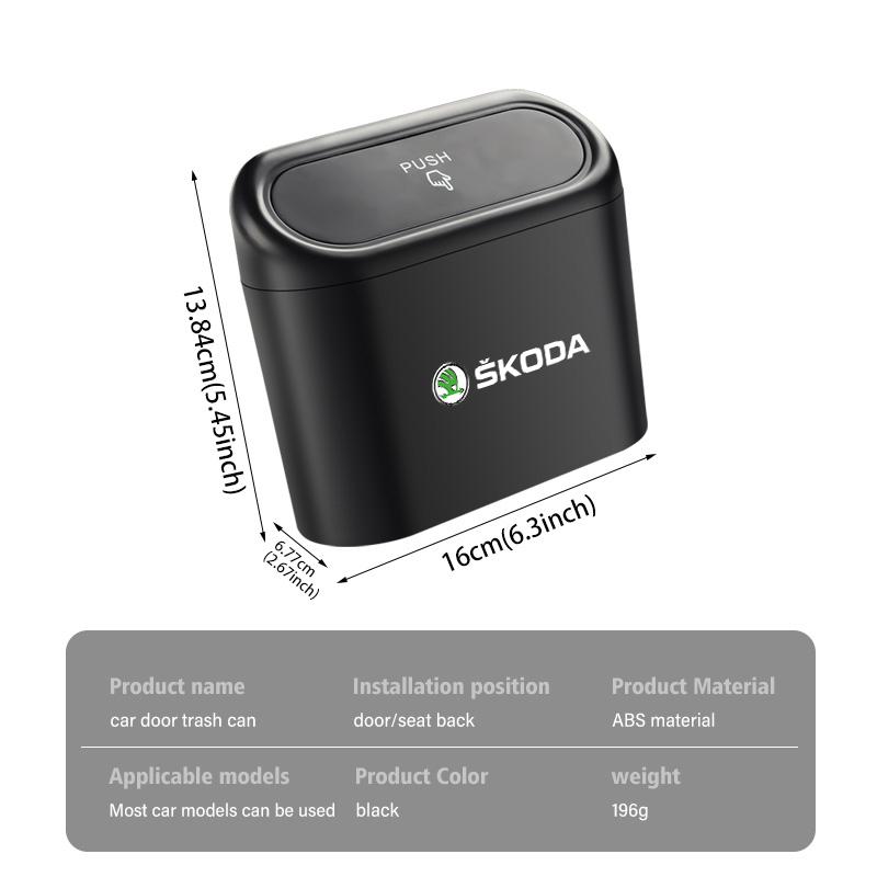 VIJT4 For Skoda Car Hanging Trash Bin Storage Box Auto Accessories Kamiq MK3 Roomster Rapid Kodiaq Karoq Fabia Enyaq