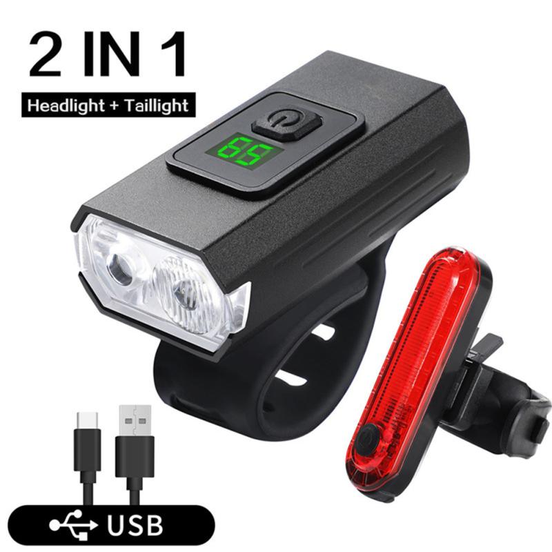 Комплект велосипедных фар и задних фонарей, 6 режимов освещения. Велосипедная фара с 2 яркими светодиодами, USB Type-C.