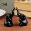 1 Pair Elephant Couple Statue Resin Loving Elephant Figurine Tabletop Elephant Statue Ring Holder Gift for Women Couples Home Decor