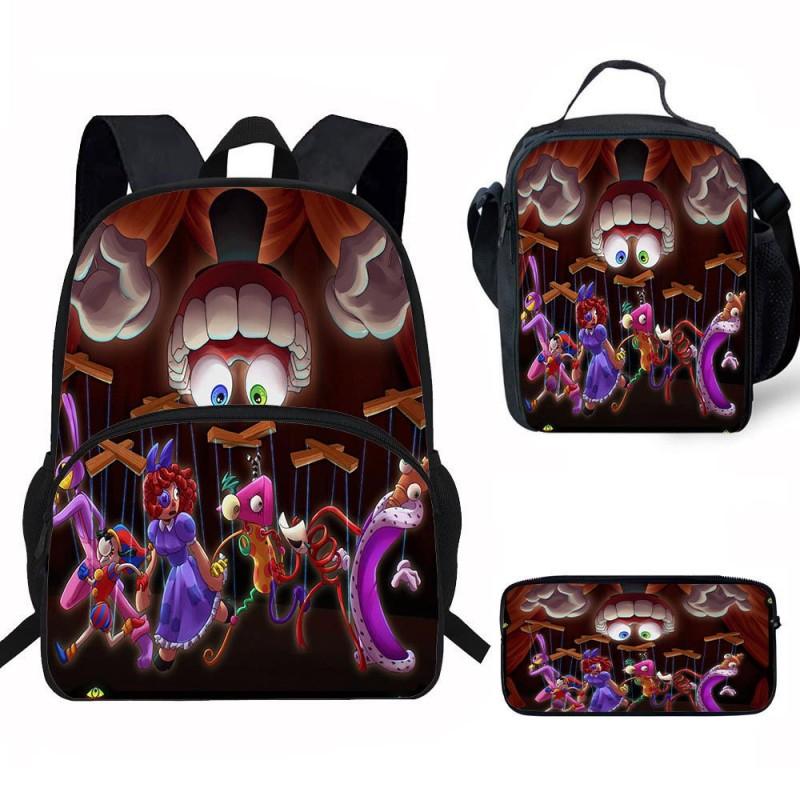 Kids Cartoon Backpack Set Elementary School Students With Lunch Bag Pencil Case - Lightweight Ergonomic Oxford Fabric