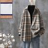 Trendy Plaid Shirt for Women, Loose-Fitting and Stylishly Slimming with A Vintage Hong Kong Vibe, Ideal for Spring/Autumn