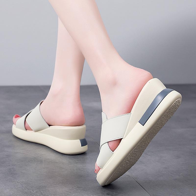 Женские тапочки-слайдеры, сандалии, уличные, нарядные, с открытым носком, массивные, повседневные, черные, сандалии на толстой подошве, увеличивающие рост, на платформе