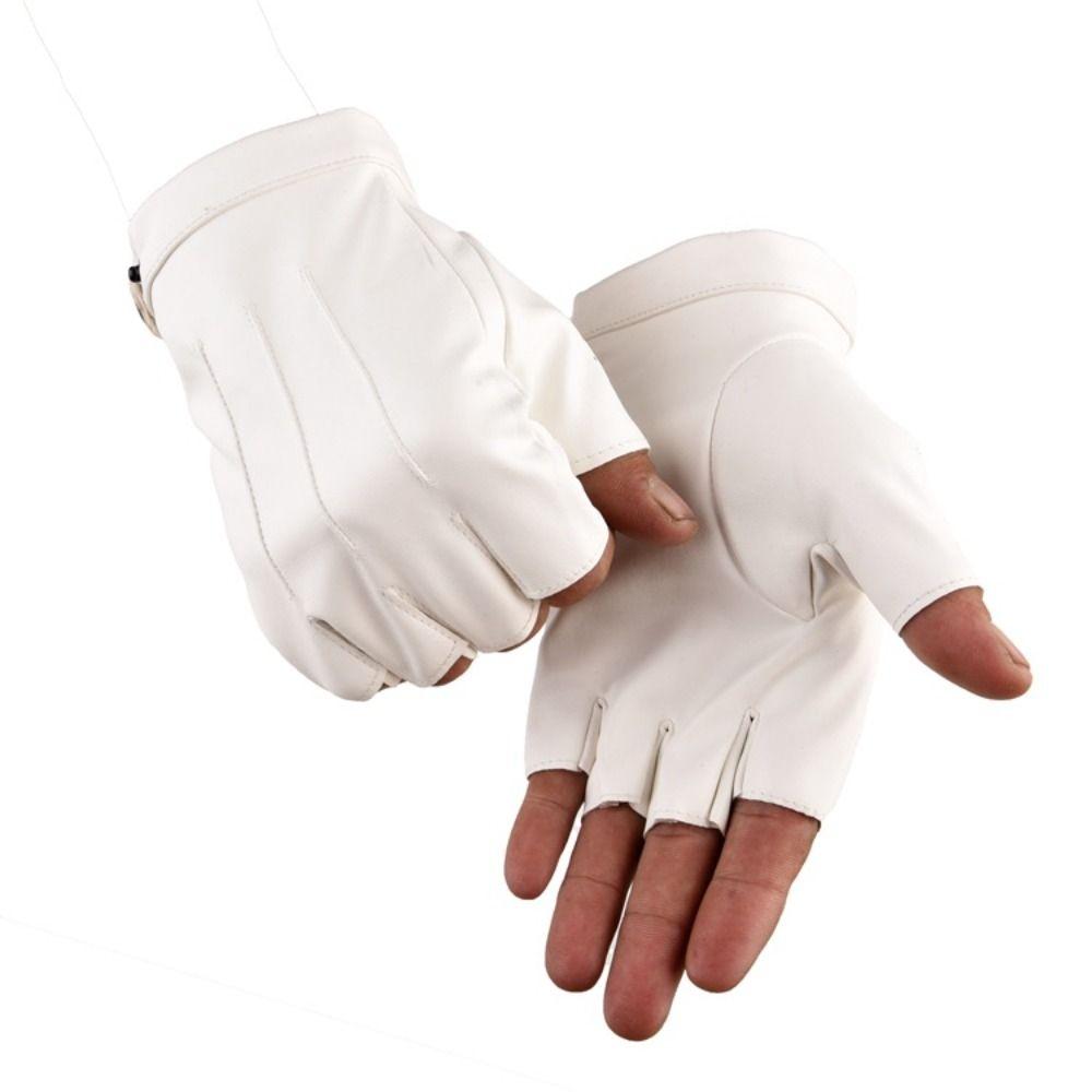 Крутые кожаные перчатки для вождения Панк-перчатки для выступлений Модные митенки без пальцев Вечеринка