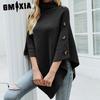 Осень-зима свитер-накидка однотонный водолазка свитер пальто для женщин