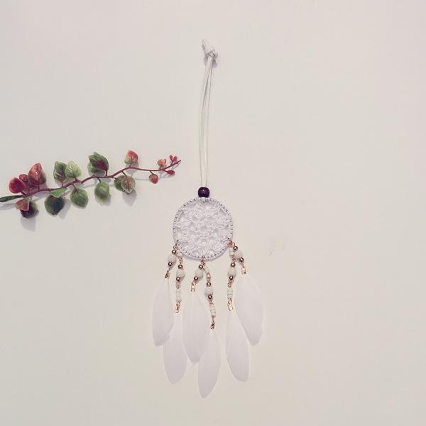 Wind Chime Feather Dream Catcher Pendant - Handcrafted Ornament for Home & Car Decor M291