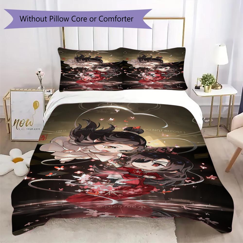1PC Heaven Official's Blessing Bedding Quilt Set Quilt Cover Pillowcase Home Decoration Gift (1 * duvet cover + 2 * pillowcase, without core)A1