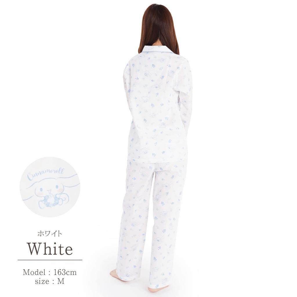 Full Flower Cinnamoroll Shirt Pajamas (with Drawstring Pouch) WT, Women's Size L SAN-1655