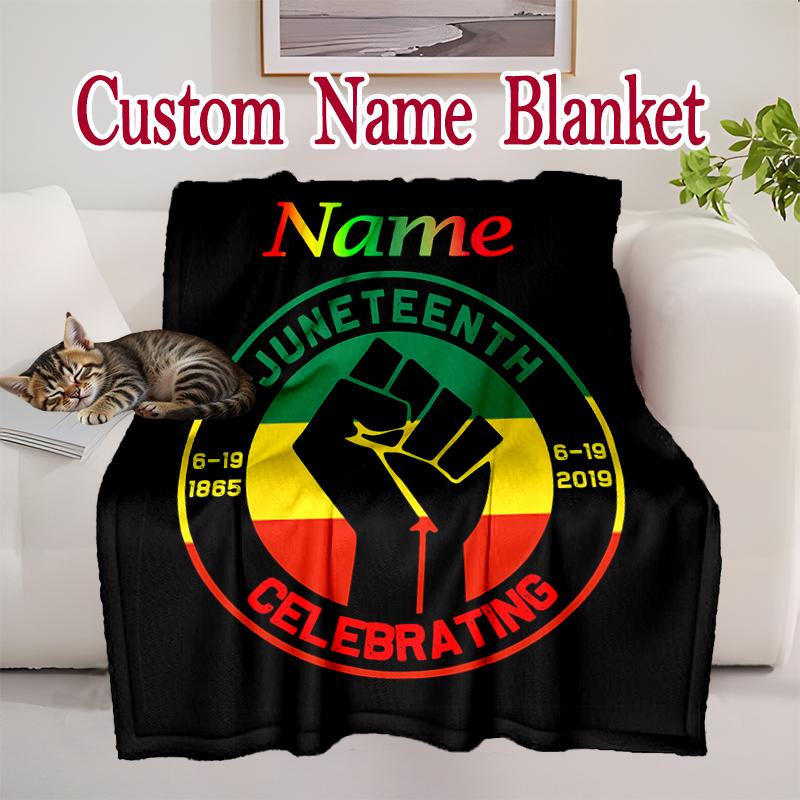 [Happy  Juneteenth (1) Blanket] Soft Throw Blanket for Bed Sofa, Holiday Gift Blanket for Women Men Family Friend