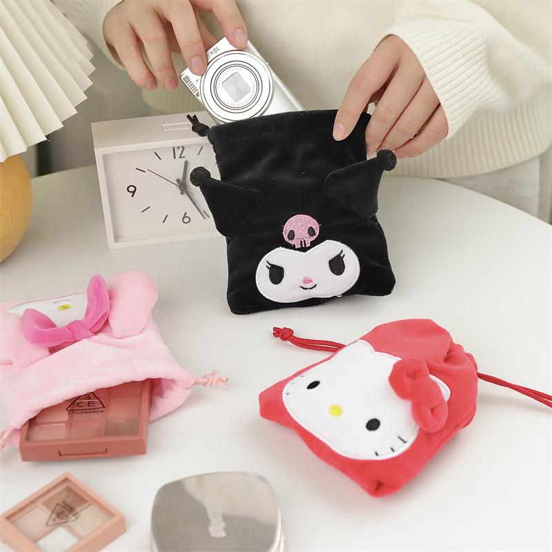 Оригинальная Сумка-мешок Hello Kitty Kuromi Melody Cogimyun Кавайная Монетница Магазин Мелких Предметов Подарок Девочке на День Рождения