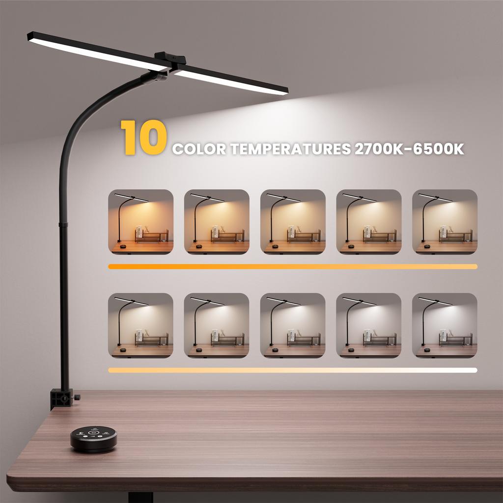 Double Head Swing Arm Desk Lamp RGBCW LED Office Light RGB Color Changing Light Music Sync Touch