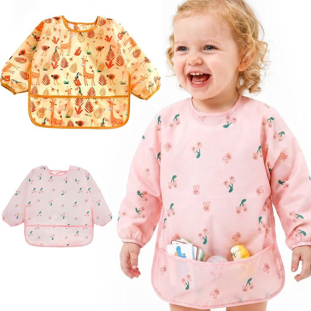 Adjustable Neckline Baby Bibs Waterproof Kids Art Smock New Toddler Painting Apron Baby Feeding