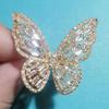 Женское кольцо в форме бабочки со стразами, регулируемое открывающееся кольцо для банкета, вечеринки, свадьбы, ювелирные изделия