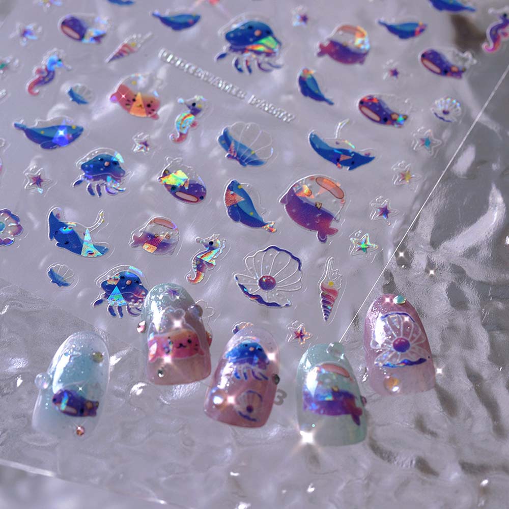 Ракушки Океан Наклейки для ногтей Украшения для ногтей Дельфин Океан Красочные наклейки для ногтей Океан Женщины