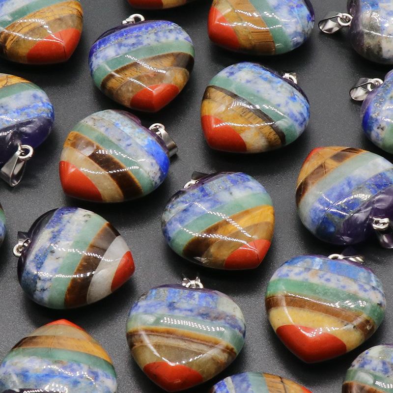 Подвеска в виде персикового сердца с натуральным кристаллом Chakela, 30 мм, цветной камень, ожерелье с подвеской в виде сердца из натуральных камней.