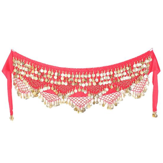 Velvet Belly Dance Waist Chain with Coin Lace-up Lightweight Women Dancing Waist Belt Dancer Accessories