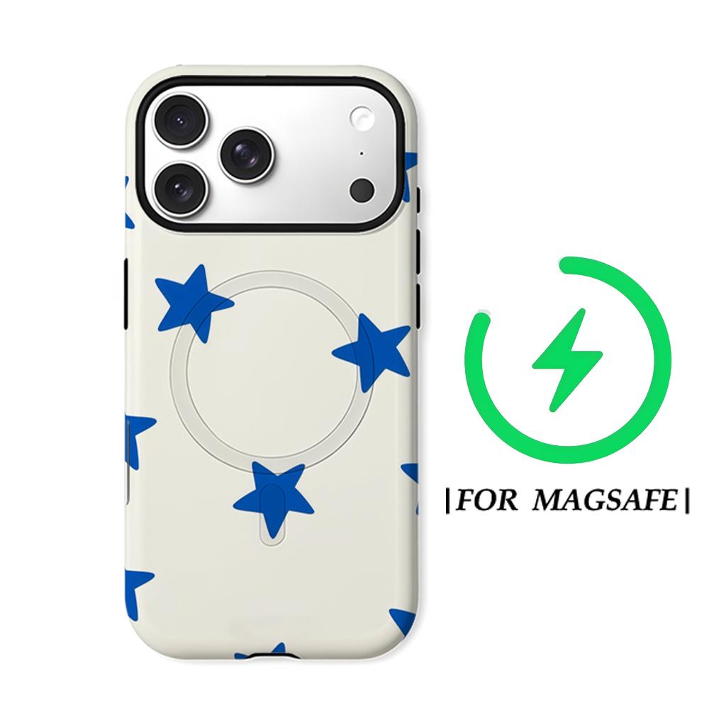 Синие ЗвездыДля Магнитного Чехла на Телефон для IPhone 17 16 15 14 13 Pro Max Plus Однослойный Двухслойный Прочный Чехол