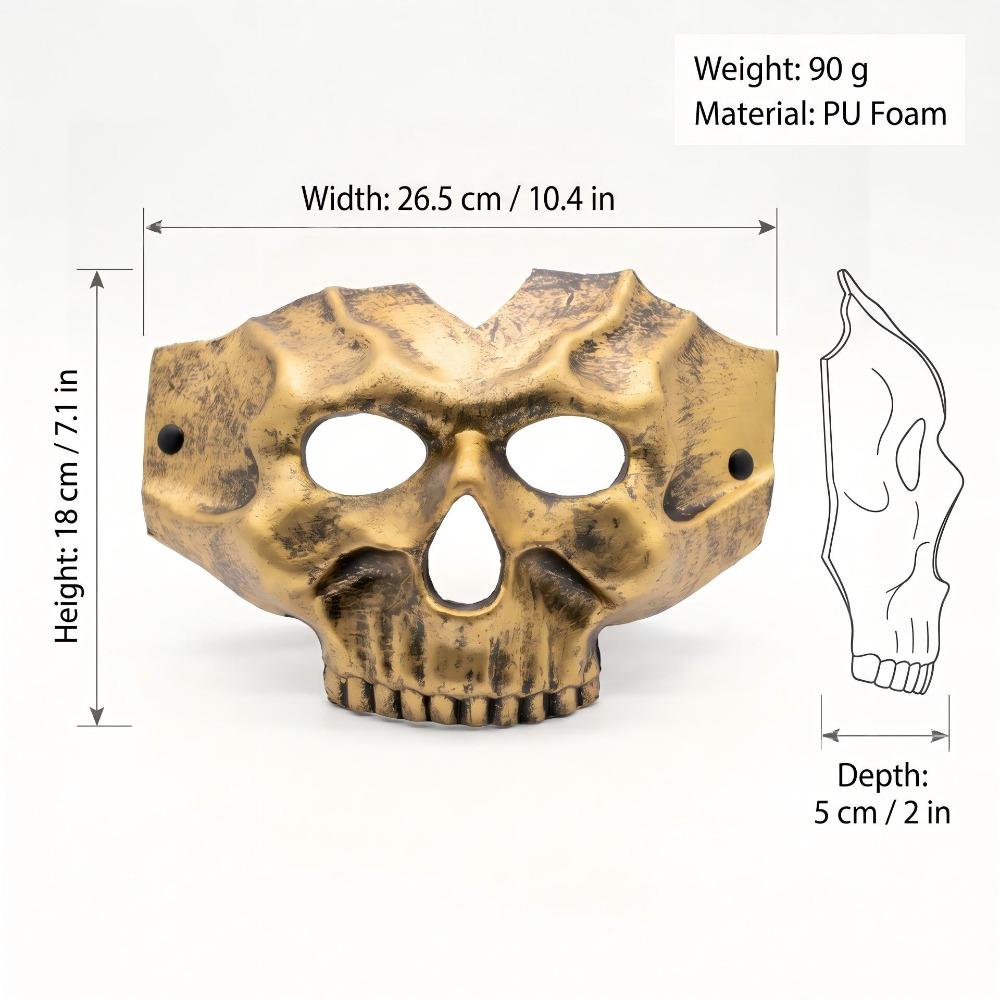 Gold Skull Mask PU Cosplay Halloween Accessory for Themed Party Music Festival Prop Carnaval Mask for Men Masque Mardi Gras Mask