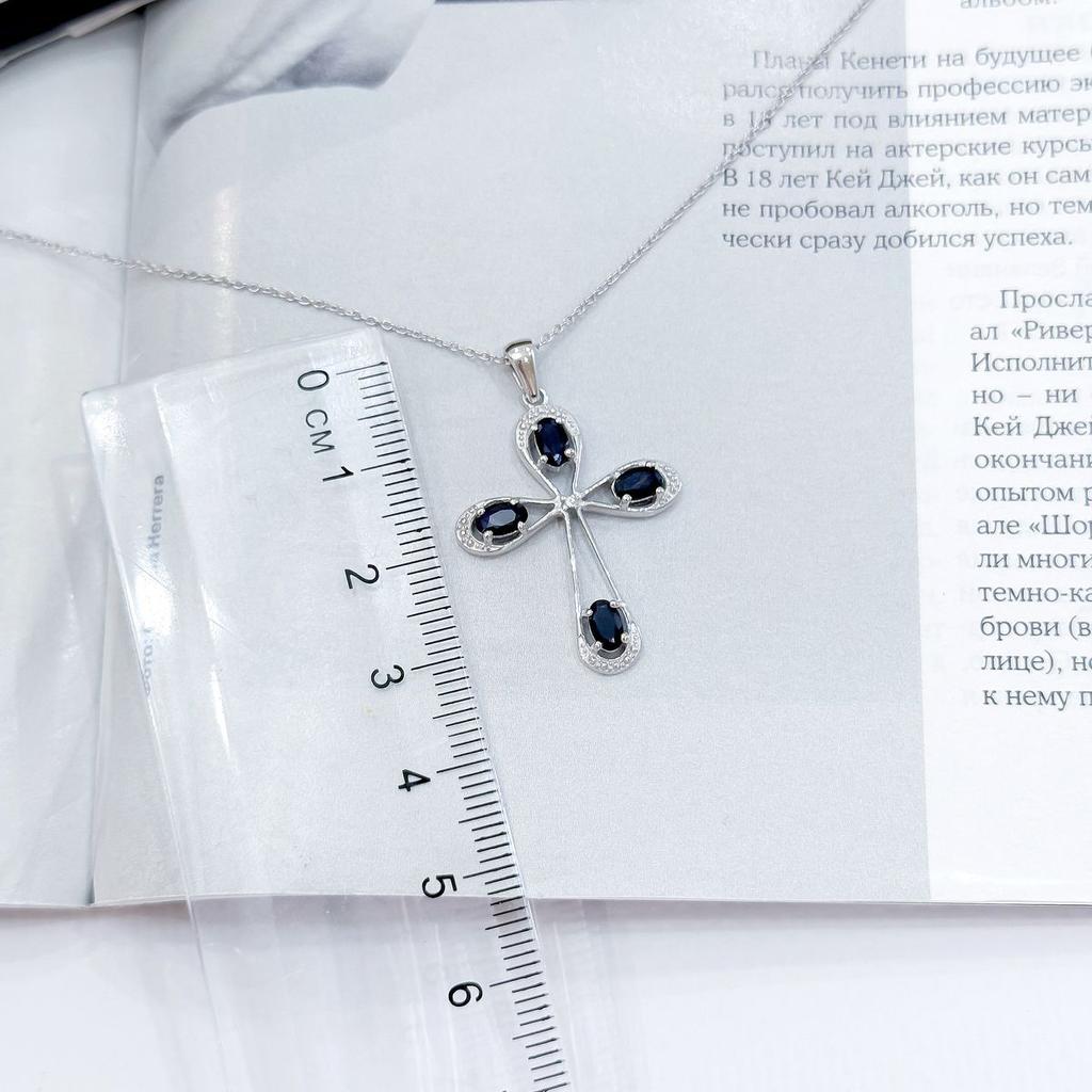 Серебряное колье с натуральным сапфиром 1.152ct, вес изделия 3,88 гр (2167631)