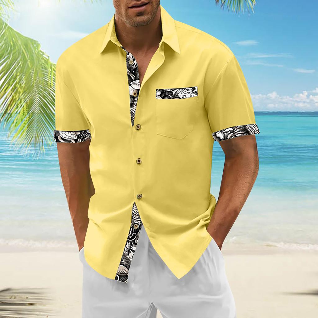 Гавайская рубашка для мужчин, мужские винтажные рубашки для боулинга на пуговицах, летняя пляжная рубашка с коротким рукавом