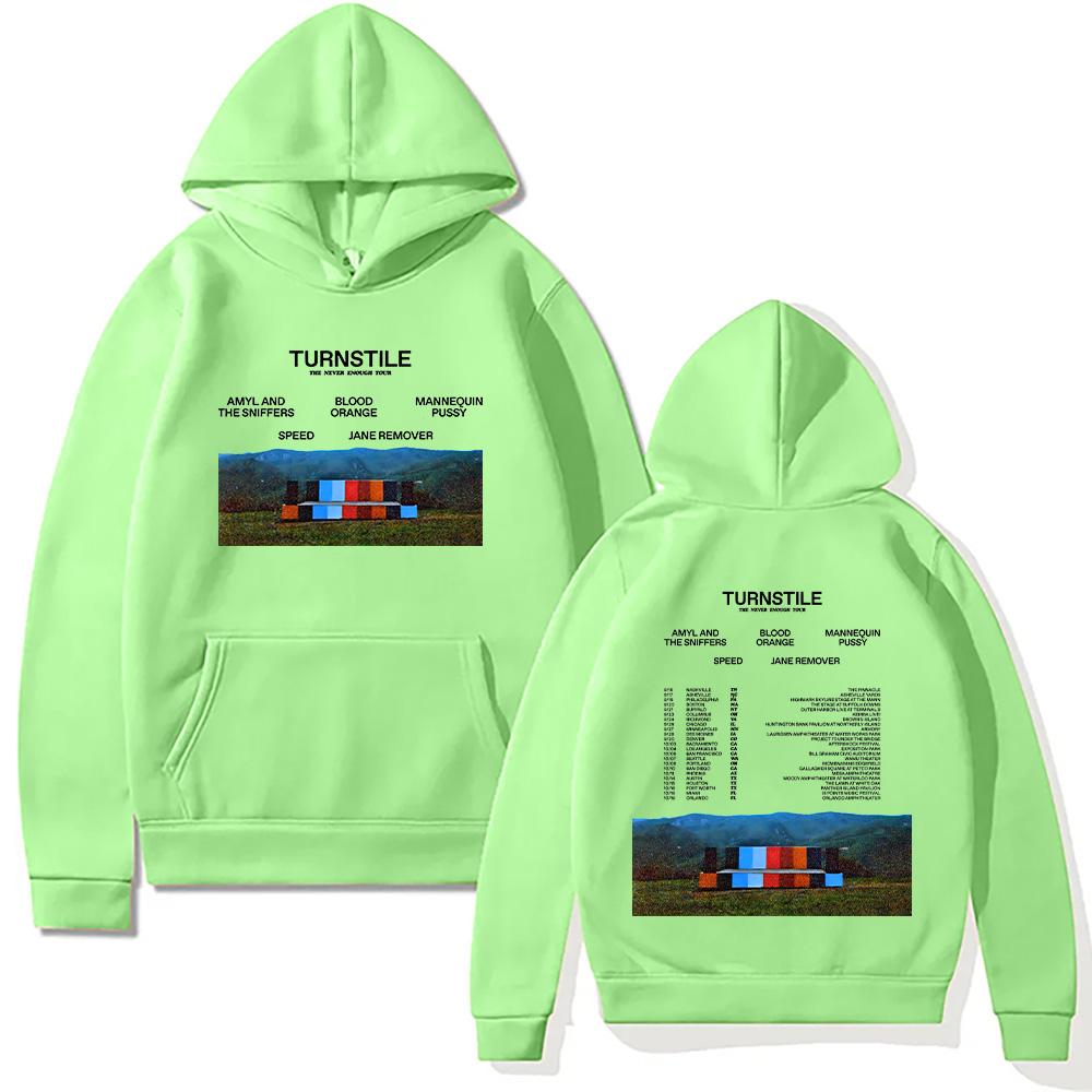 Толстовки Turnstile Band Turnstile The Never Enough Tour 2025 Свитшот Унисекс Хип-хоп Рок Уличные Пуловеры Двусторонние Уличная одежда