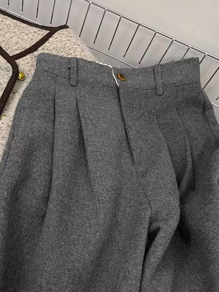 ЧАО рекомендуется: Женские темно-серые кашемировые широкие шерстяные брюки с высокой талией на осень/зиму
