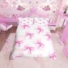 Pink Bow Bedroom anime Duvet Set Bedding King Size Luxury Cover  Polyester Christmas Decorations Cute Printed Cartoon home
