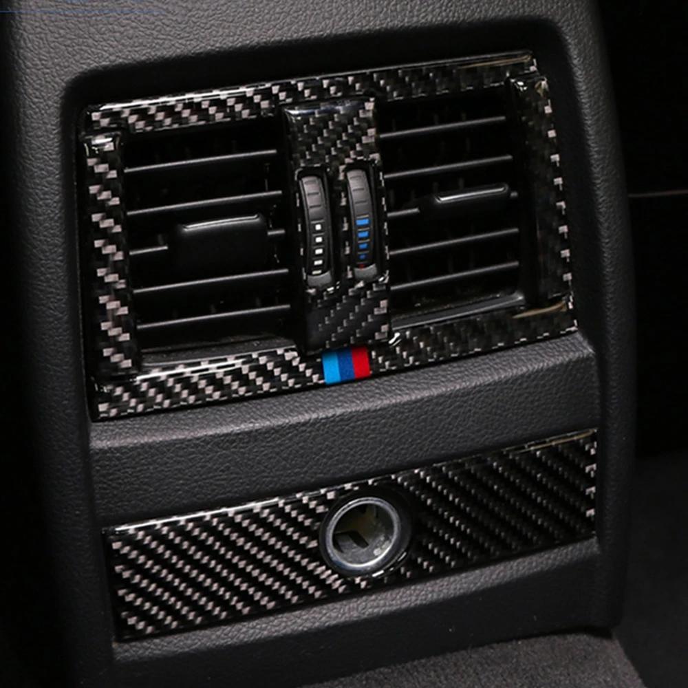 Carbon Fiber Auto Interior Rear Air Conditioning Outlet Trim Cover Sticker For BMW 3 Series F30 3GT F34 2013-19 Car