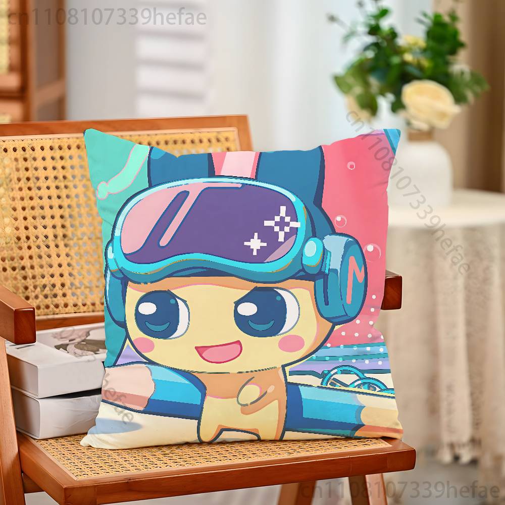 TTamagotchi MMametchi Funny Pillow Case Antidustmite Pillowcase Invisible Zipper Silky Short Plush Sofa Cushion Cover