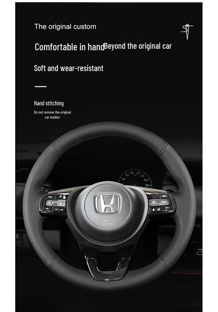 Натуральная кожаная ручная прошивка чехла рулевого колеса для моделей Honda Civic, Accord, CRV, HR-V, Fit и Guandao