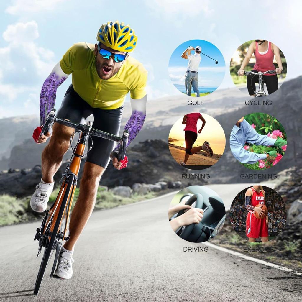 Gardening Sleeves Arm Protection Sun Lavender Field Compression Cooling Arm Shield for Women Men - 1 Pair