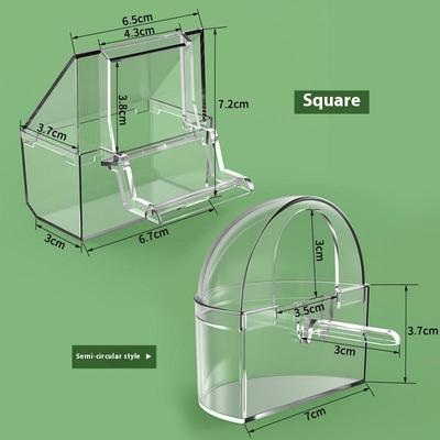 Прозрачная кормушка для попугаев, миска для птичьего корма, подвесная, съемная, со стойкой, предотвращающая рассыпание, диспенсер, контейнер для корма для попугаев