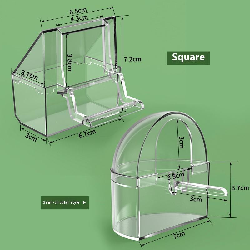 Прозрачная кормушка для попугаев, миска для птичьего корма, подвесная, съемная, со стойкой, предотвращающая рассыпание, диспенсер, контейнер для корма для попугаев